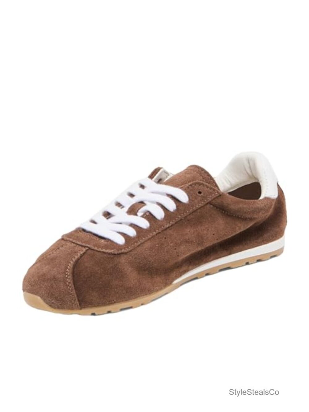 Suede Fashion Sneakers Women Almond Toe Non Slip Athletic Lace Up Running Shoes